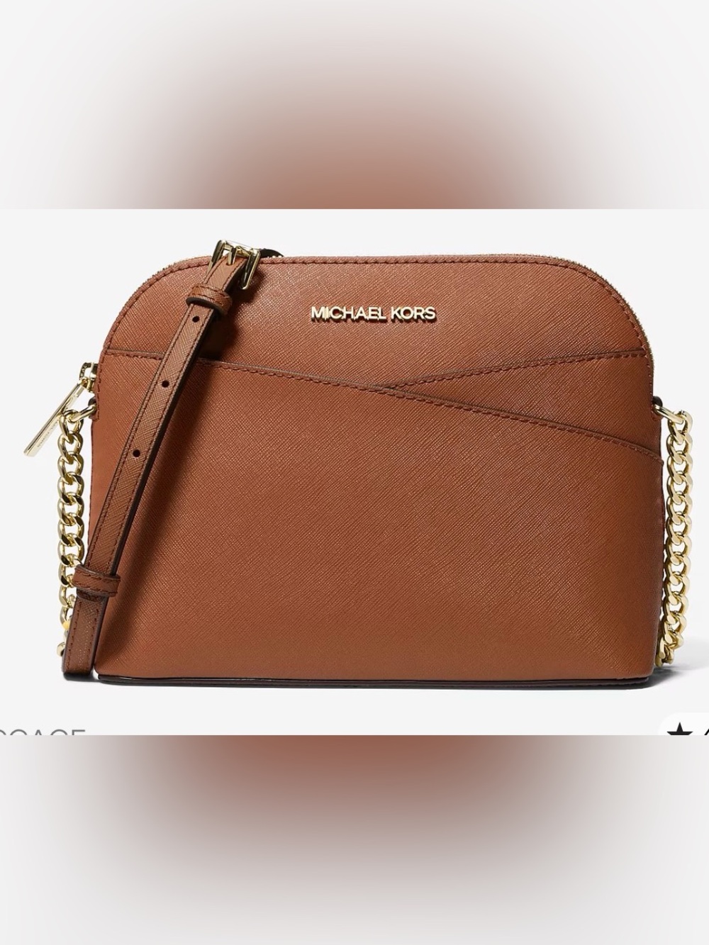 Michael Kors Tan Saffiano Leather Messenger Bag with Gold  Hardware - Picture 6 of 6